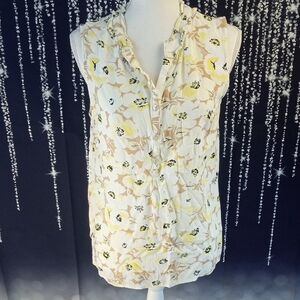 Talbots Yellow & Cream Floral Sleeveless Top